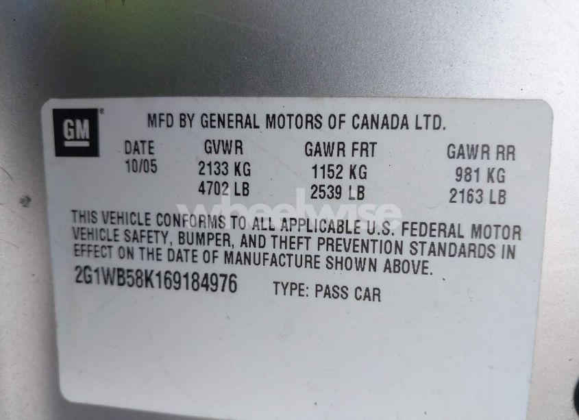 Photo 9 of 2006 Chevrolet Impala LS (VIN 2G1WB58K169184976)