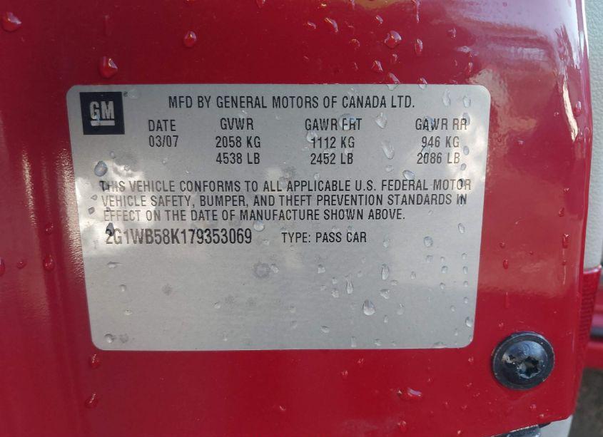 Photo 9 of 2007 Chevrolet Impala LS (VIN 2G1WB58K179353069)