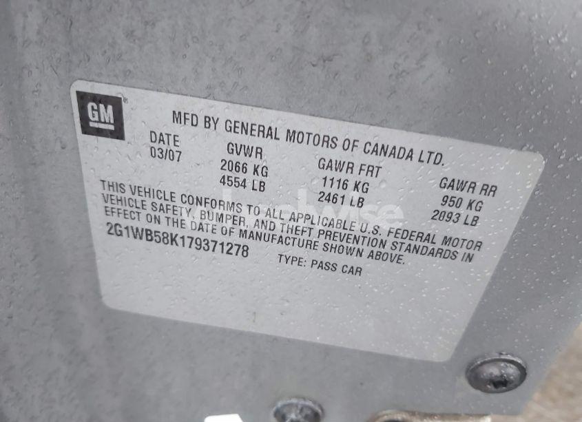 Photo 9 of 2007 Chevrolet Impala LS (VIN 2G1WB58K179371278)