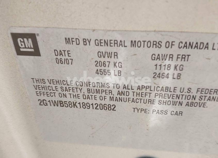 Photo 9 of 2008 Chevrolet Impala LS (VIN 2G1WB58K189120682)