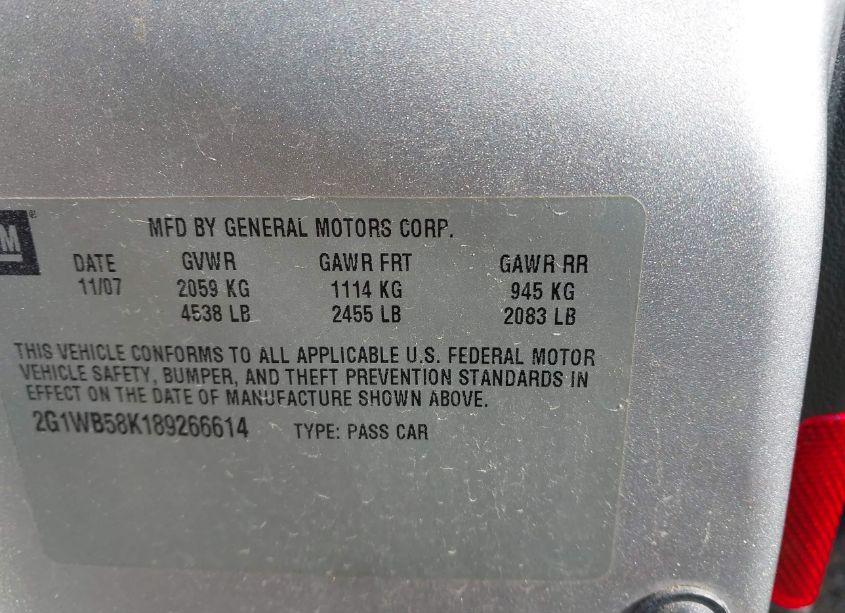 Photo 9 of 2008 Chevrolet Impala LS (VIN 2G1WB58K189266614)