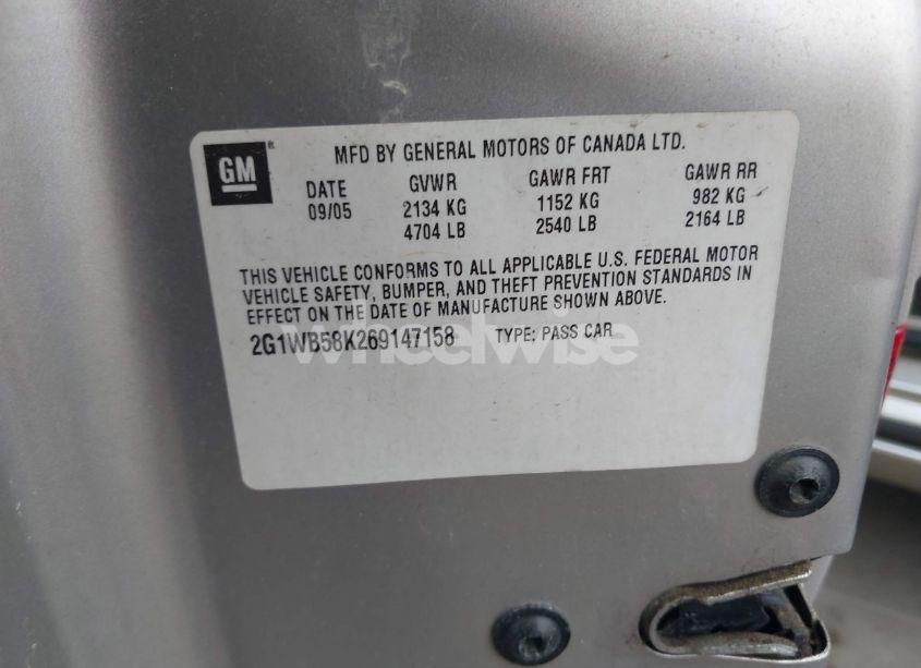 Photo 9 of 2006 Chevrolet Impala LS (VIN 2G1WB58K269147158)