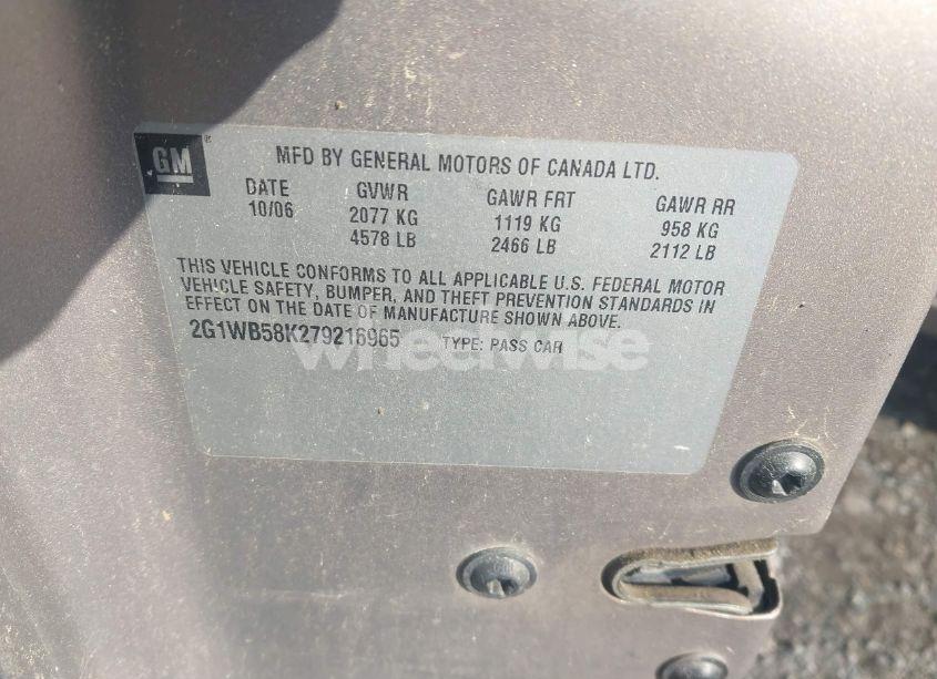 Photo 9 of 2007 Chevrolet Impala LS (VIN 2G1WB58K279216965)