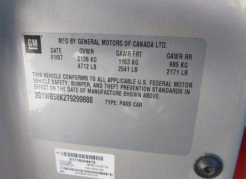 Photo 9 of 2007 Chevrolet Impala LS (VIN 2G1WB58K279299880)