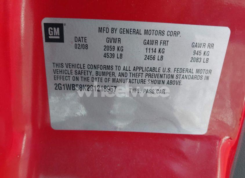 Photo 9 of 2008 Chevrolet Impala LS (VIN 2G1WB58K281218957)