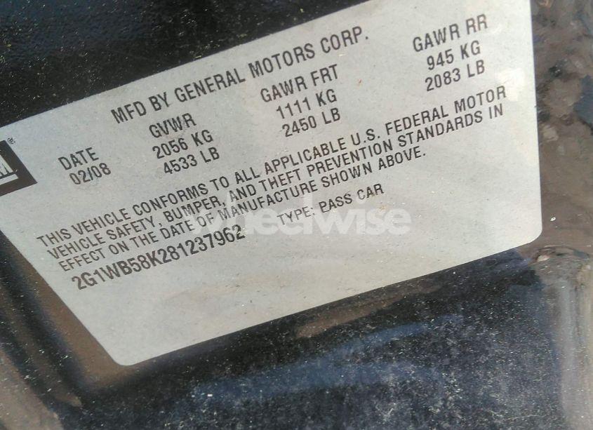 Photo 9 of 2008 Chevrolet Impala LS (VIN 2G1WB58K281237962)