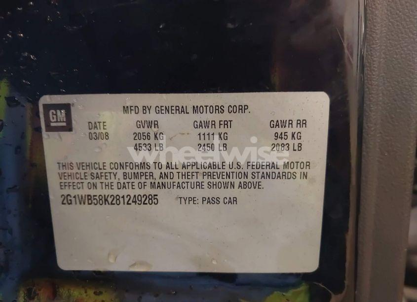 Photo 9 of 2008 Chevrolet Impala LS (VIN 2G1WB58K281249285)