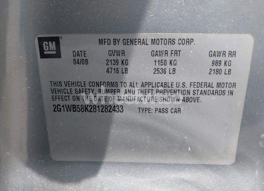 Photo 9 of 2008 Chevrolet Impala LS (VIN 2G1WB58K281282433)