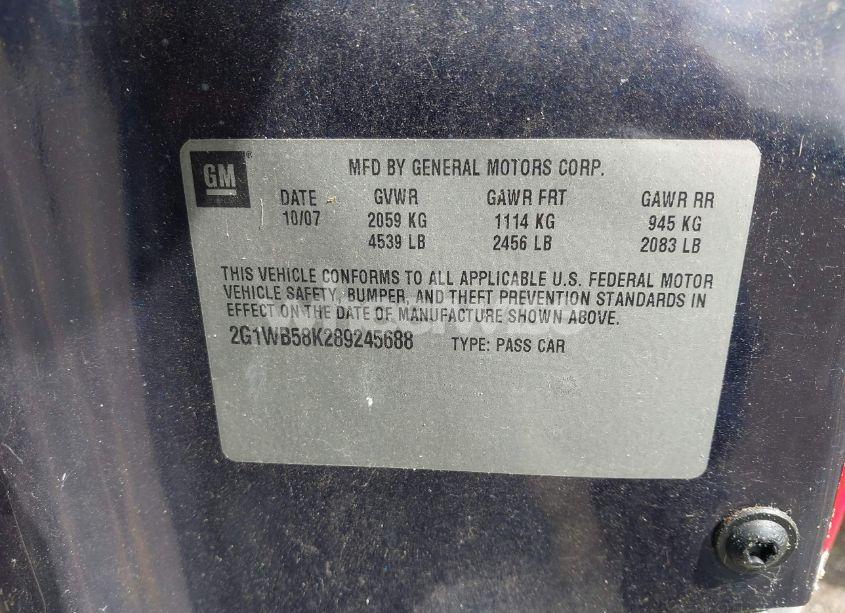 Photo 9 of 2008 Chevrolet Impala LS (VIN 2G1WB58K289245688)