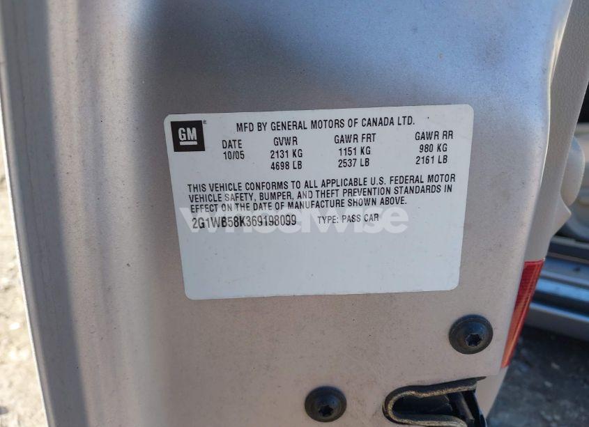 Photo 9 of 2006 Chevrolet Impala LS (VIN 2G1WB58K369198099)