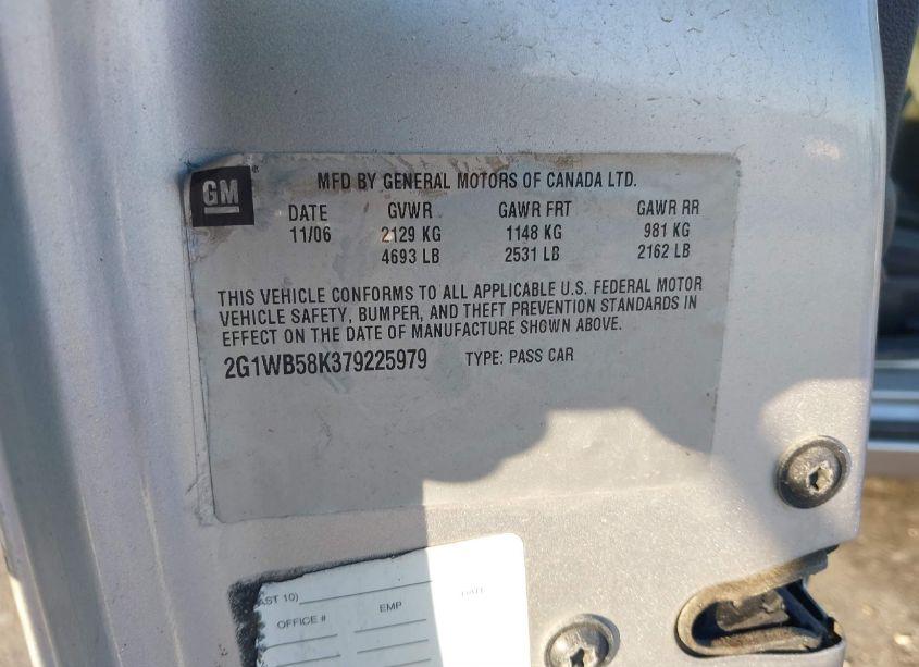 Photo 9 of 2007 Chevrolet Impala LS (VIN 2G1WB58K379225979)