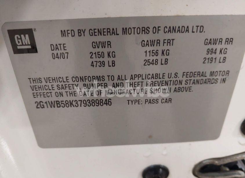 Photo 9 of 2007 Chevrolet Impala LS (VIN 2G1WB58K379389846)