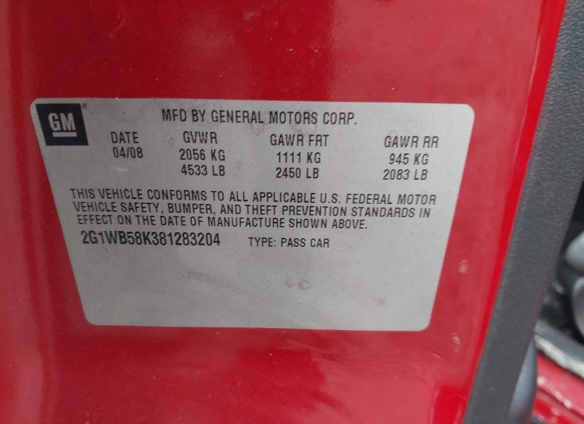 Photo 9 of 2008 Chevrolet Impala LS (VIN 2G1WB58K381283204)