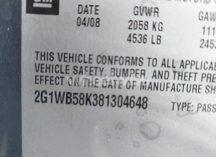 Photo 9 of 2008 Chevrolet Impala LS (VIN 2G1WB58K381304648)