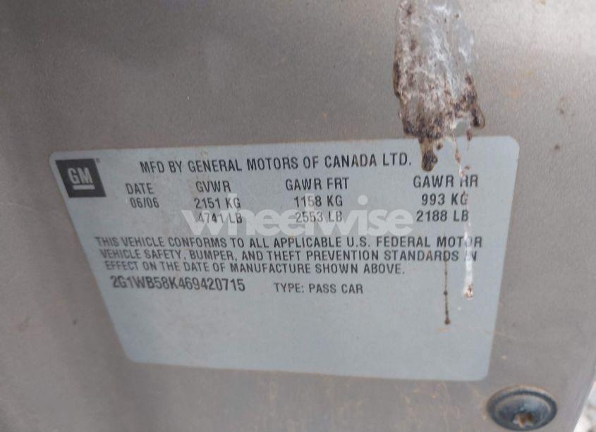 Photo 9 of 2006 Chevrolet Impala LS (VIN 2G1WB58K469420715)