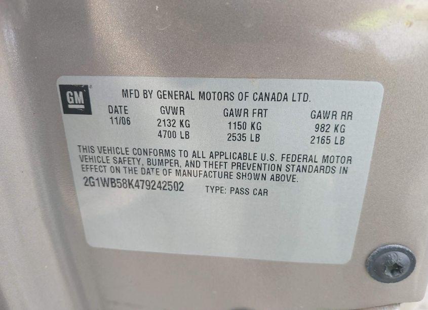 Photo 9 of 2007 Chevrolet Impala LS (VIN 2G1WB58K479242502)