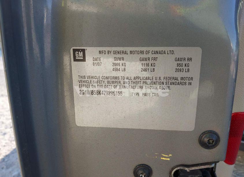 Photo 9 of 2007 Chevrolet Impala LS (VIN 2G1WB58K479296155)