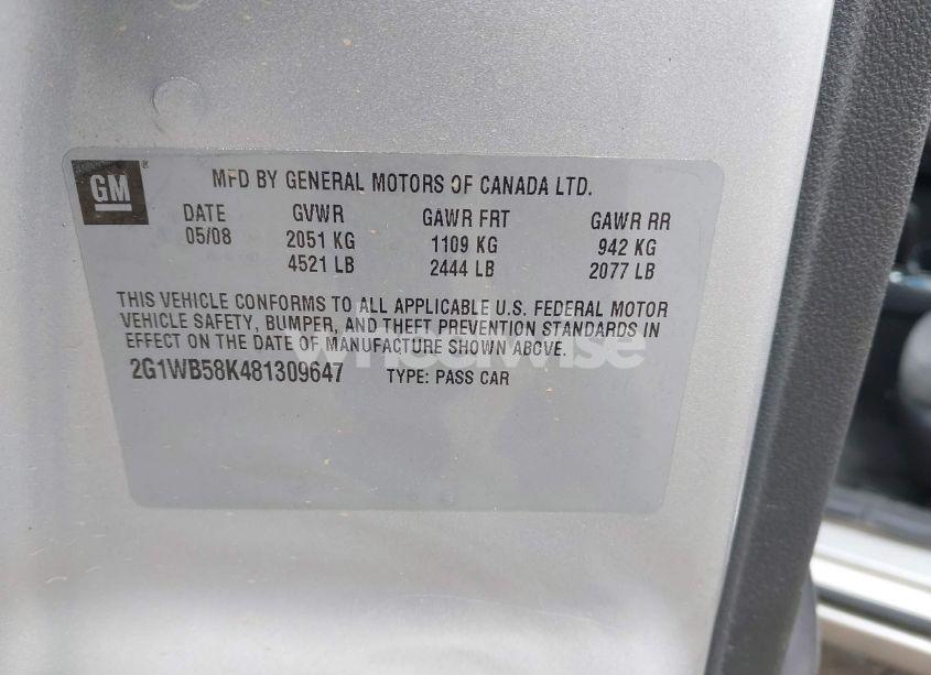 Photo 9 of 2008 Chevrolet Impala LS (VIN 2G1WB58K481309647)