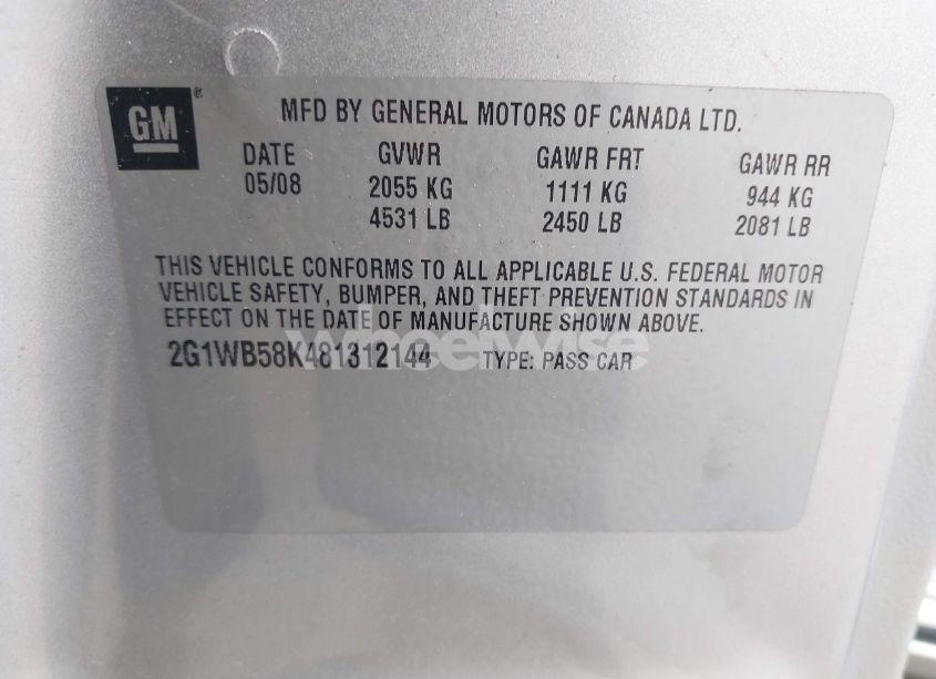 Photo 9 of 2008 Chevrolet Impala LS (VIN 2G1WB58K481312144)