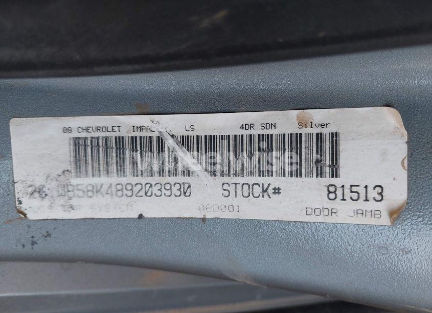 Photo 9 of 2008 Chevrolet Impala LS (VIN 2G1WB58K489203930)