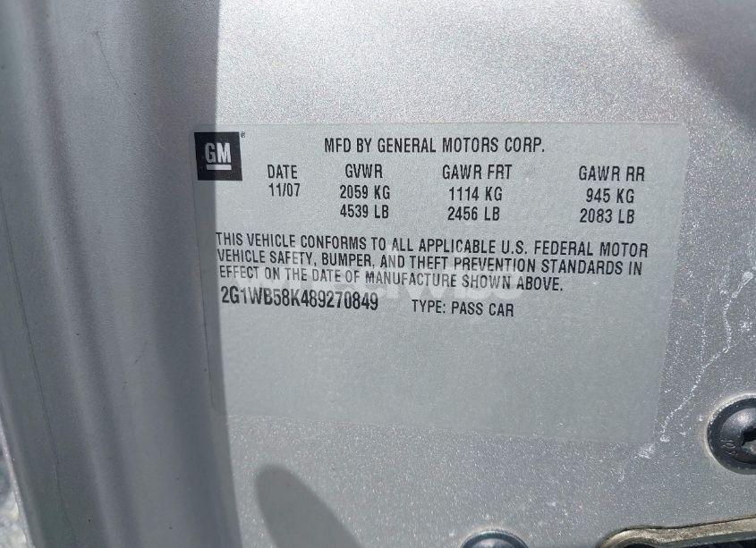 Photo 9 of 2008 Chevrolet Impala LS (VIN 2G1WB58K489270849)