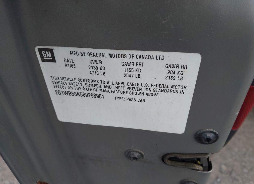 Photo 9 of 2006 Chevrolet Impala LS (VIN 2G1WB58K569298981)