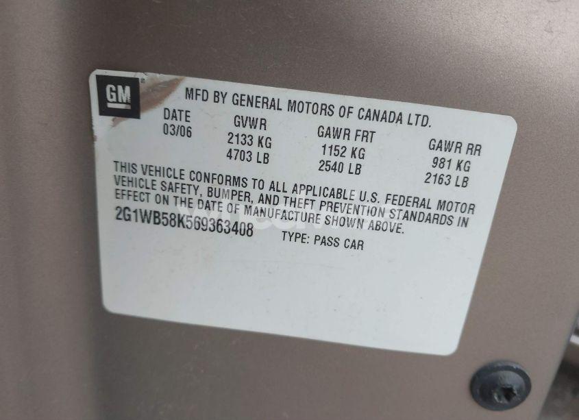 Photo 9 of 2006 Chevrolet Impala LS (VIN 2G1WB58K569363408)