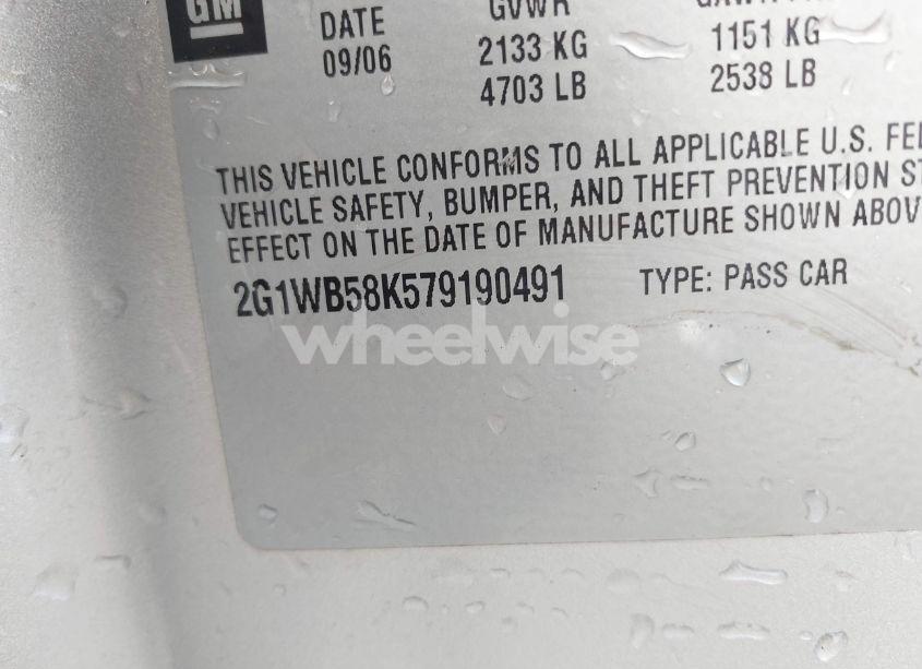 Photo 9 of 2007 Chevrolet Impala LS (VIN 2G1WB58K579190491)