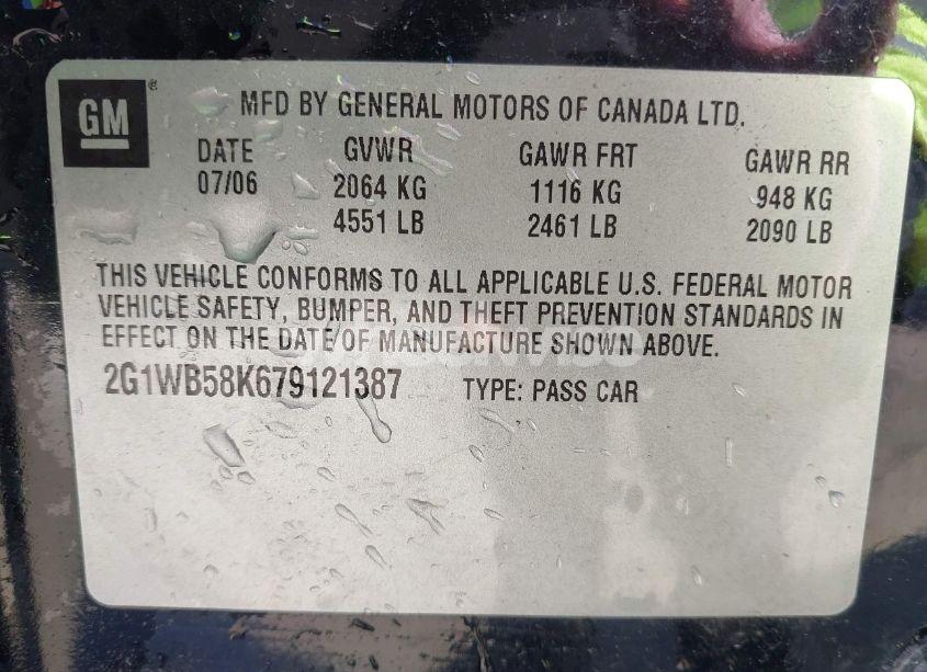 Photo 9 of 2007 Chevrolet Impala LS (VIN 2G1WB58K679121387)