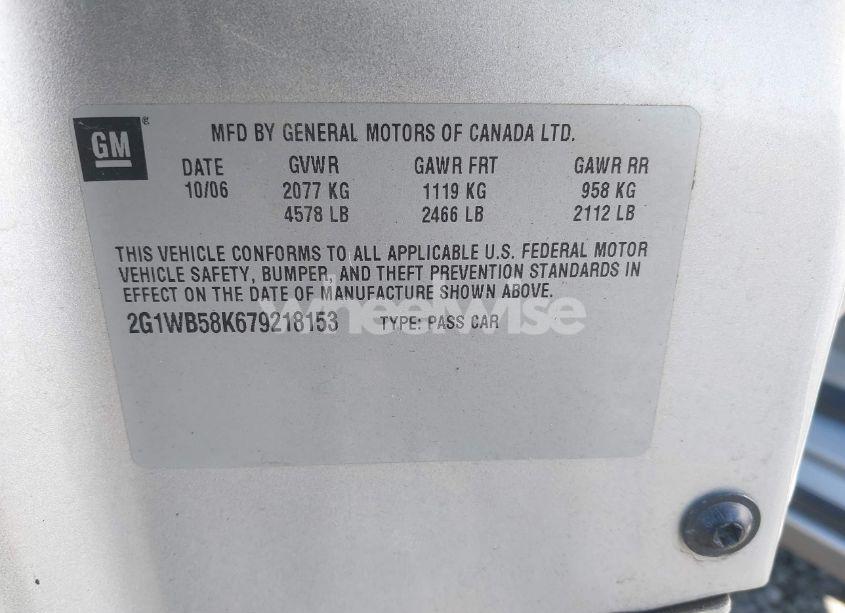 Photo 9 of 2007 Chevrolet Impala LS (VIN 2G1WB58K679218153)