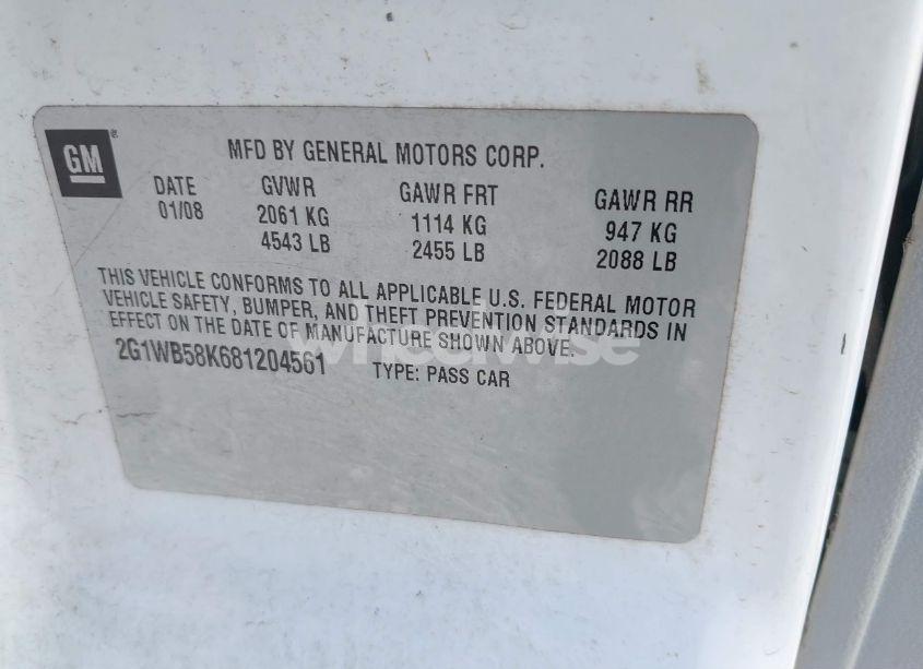 Photo 9 of 2008 Chevrolet Impala LS (VIN 2G1WB58K681204561)