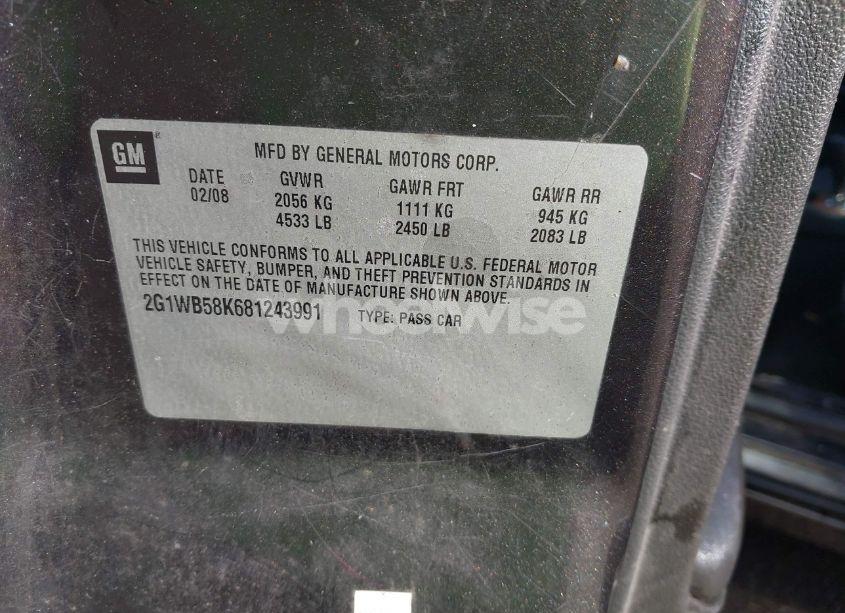 Photo 9 of 2008 Chevrolet Impala LS (VIN 2G1WB58K681243991)