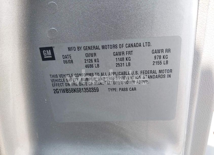 Photo 9 of 2008 Chevrolet Impala LS (VIN 2G1WB58K681350359)