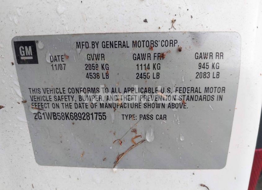 Photo 9 of 2008 Chevrolet Impala LS (VIN 2G1WB58K689281755)