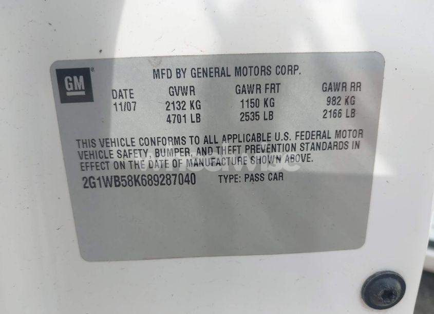 Photo 9 of 2008 Chevrolet Impala LS (VIN 2G1WB58K689287040)