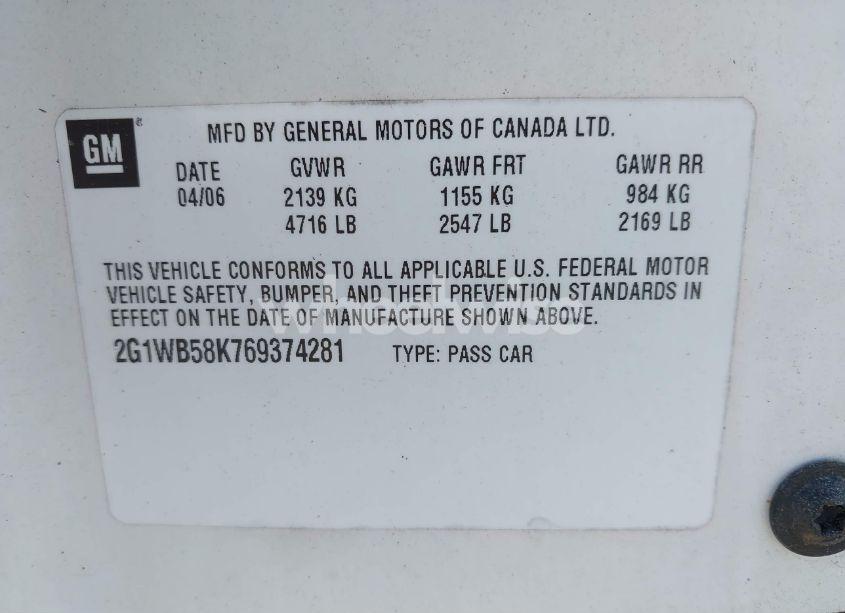 Photo 9 of 2006 Chevrolet Impala LS (VIN 2G1WB58K769374281)