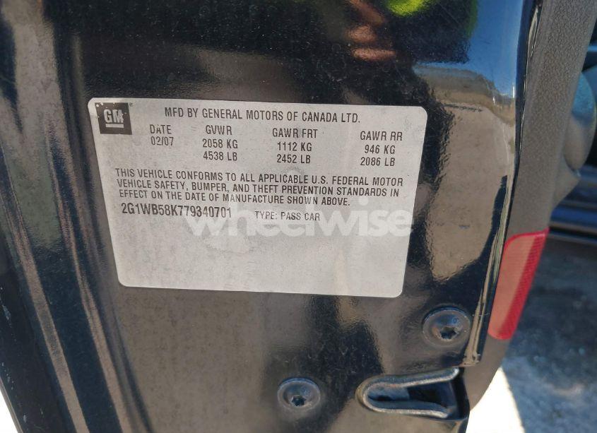 Photo 9 of 2007 Chevrolet Impala LS (VIN 2G1WB58K779340701)