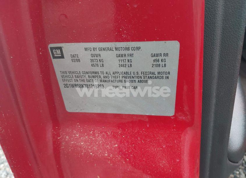 Photo 9 of 2008 Chevrolet Impala LS (VIN 2G1WB58K781219263)