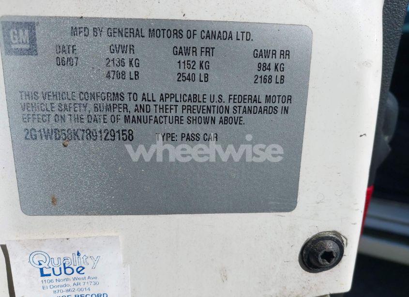 Photo 9 of 2008 Chevrolet Impala LS (VIN 2G1WB58K789129158)