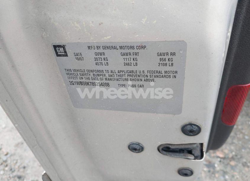 Photo 9 of 2008 Chevrolet Impala LS (VIN 2G1WB58K789254208)