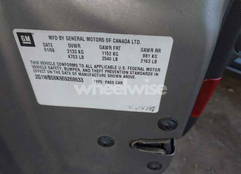 Photo 9 of 2006 Chevrolet Impala LS (VIN 2G1WB58K869268633)