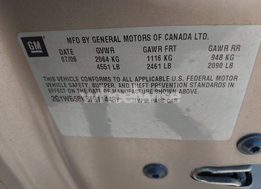 Photo 9 of 2007 Chevrolet Impala LS (VIN 2G1WB58K879114487)