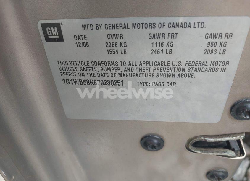 Photo 9 of 2007 Chevrolet Impala LS (VIN 2G1WB58K879280251)