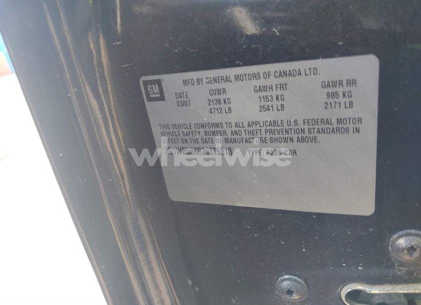 Photo 9 of 2007 Chevrolet Impala LS (VIN 2G1WB58K879375313)