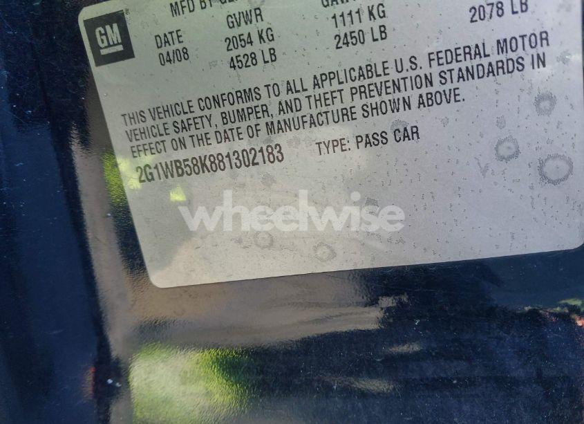 Photo 9 of 2008 Chevrolet Impala LS (VIN 2G1WB58K881302183)