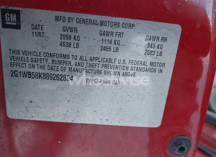 Photo 9 of 2008 Chevrolet Impala LS (VIN 2G1WB58K889262804)