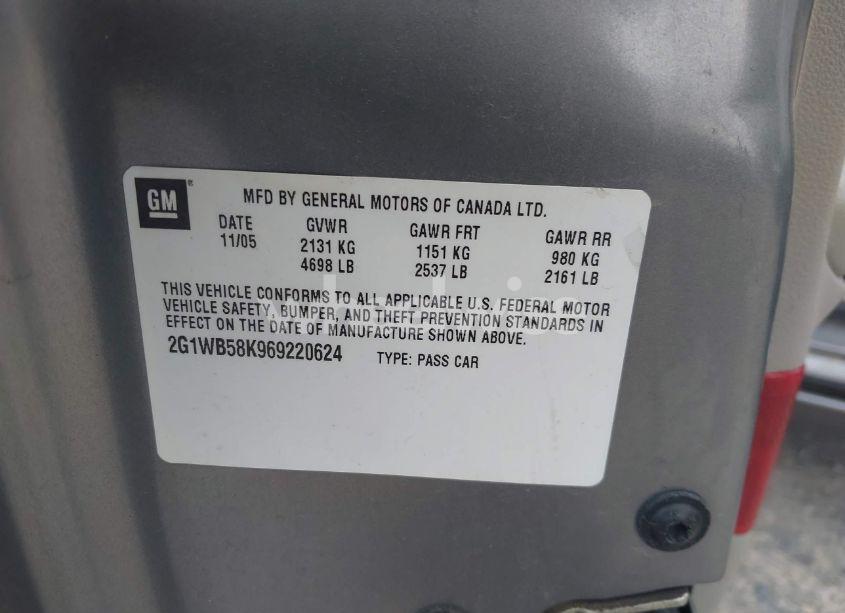 Photo 9 of 2006 Chevrolet Impala LS (VIN 2G1WB58K969220624)