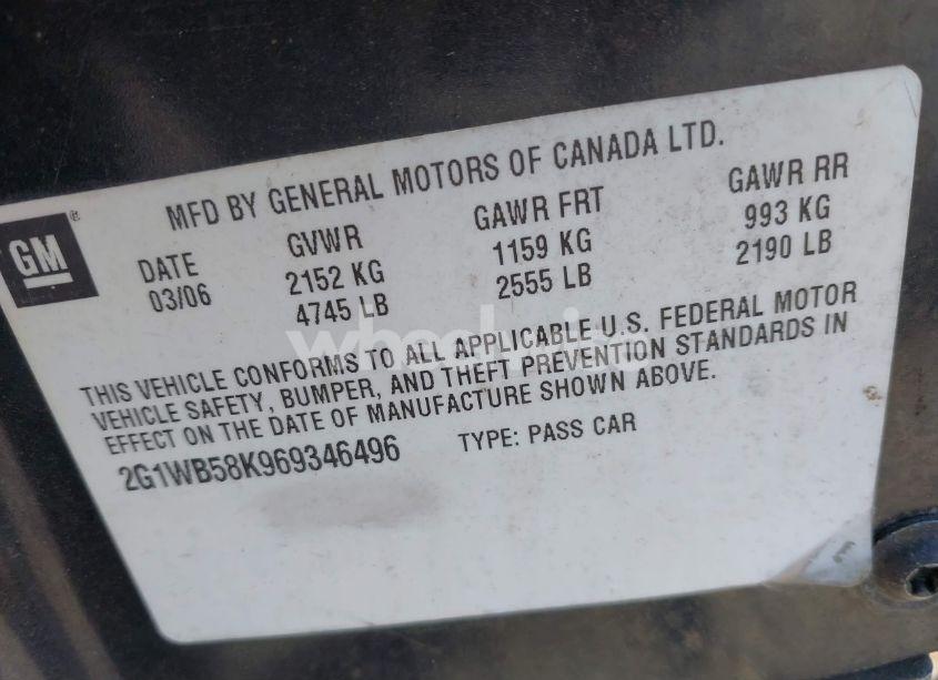 Photo 9 of 2006 Chevrolet Impala LS (VIN 2G1WB58K969346496)