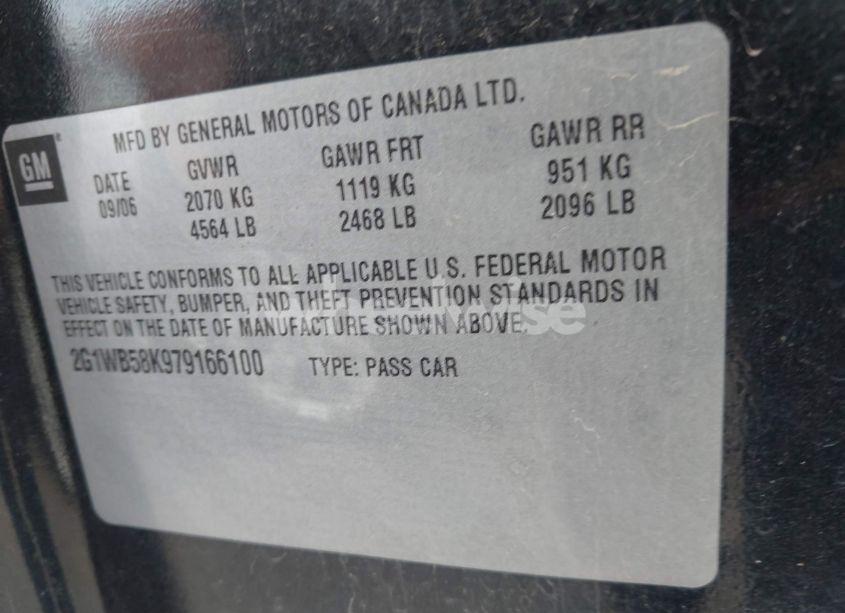 Photo 9 of 2007 Chevrolet Impala LS (VIN 2G1WB58K979166100)