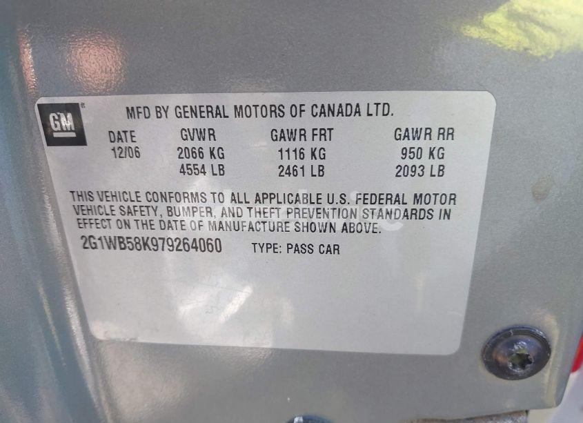 Photo 9 of 2007 Chevrolet Impala LS (VIN 2G1WB58K979264060)